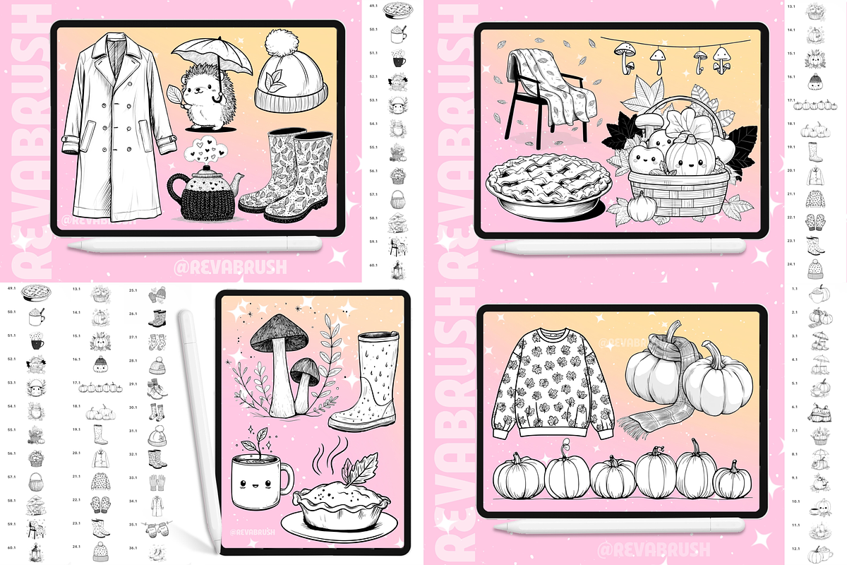 2235 BUNDLE Procreate Stamp Brushes, a Brush Add-On by Revabrush (Photo 9 of 17)