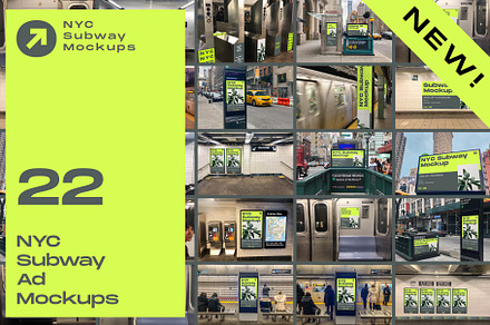 NYC Subway Mockup Bundle, an Advertising Mockup by NYC Billboard Mockups