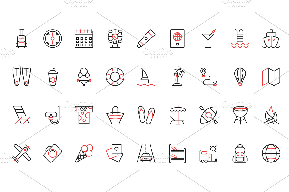 Summer beach vacation icons, an Object Illustration by Lemberg Vector
