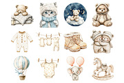 Watercolor Boho Baby boy Clothes Cli, a Seasonal Illustration by Design Market (Thumbnail 5 of 7)
