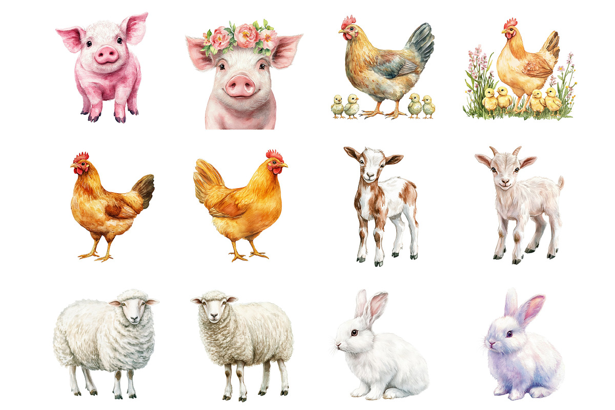 Farm Animals Clipart, an Illustration by Design Market (Photo 3 of 3)
