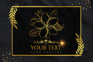 Golden emblem flower elegant logo
