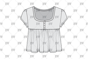 Baby Doll Henley Fashion Flat, a Shirt Mockup by haydenwentworth (Thumbnail 2 of 3)