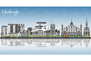 Edinburgh Scotland city skyline.
