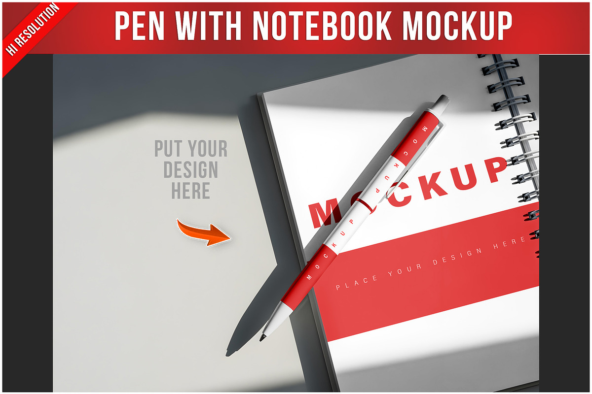 Pen with Notebook Mockup PSD, a Pens & Pencil Mockup by Bruno's Shop (Photo 1 of 4)