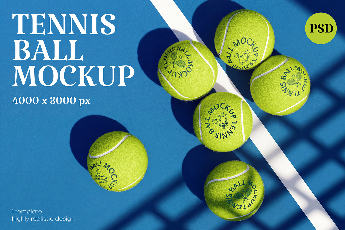 Tennis Ball Mockup, a Mockup by PopotLane (Photo 1 of 4)