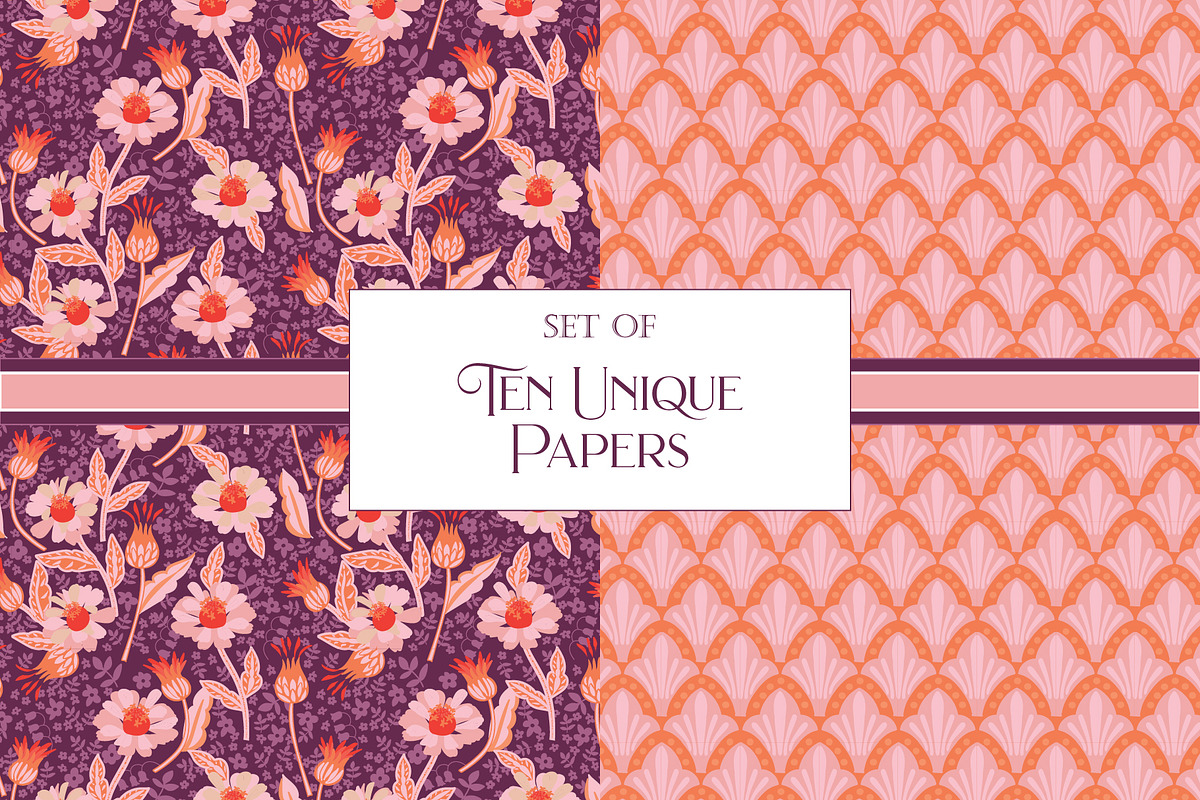 Bohemian Bloom Patterns PinkPurple, a Pattern Graphic by RachelStudio (Photo 2 of 10)