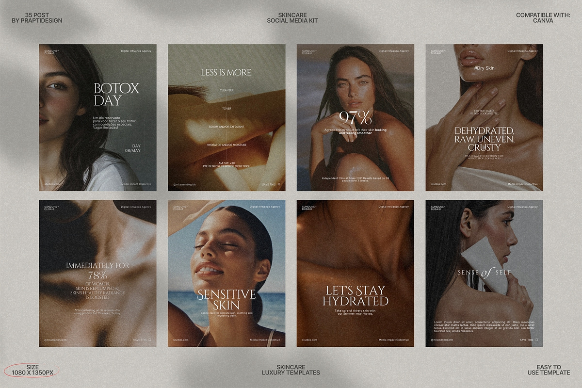 Modern Skincare Post Canva Pack preview 4