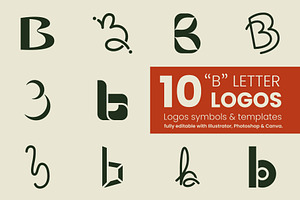 “B“ Letter Logo Kit - 10 logos, a Branding & Logo Template by Atelier Mélicope