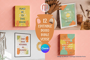 12 Editable BOHO Bible Verse Canva