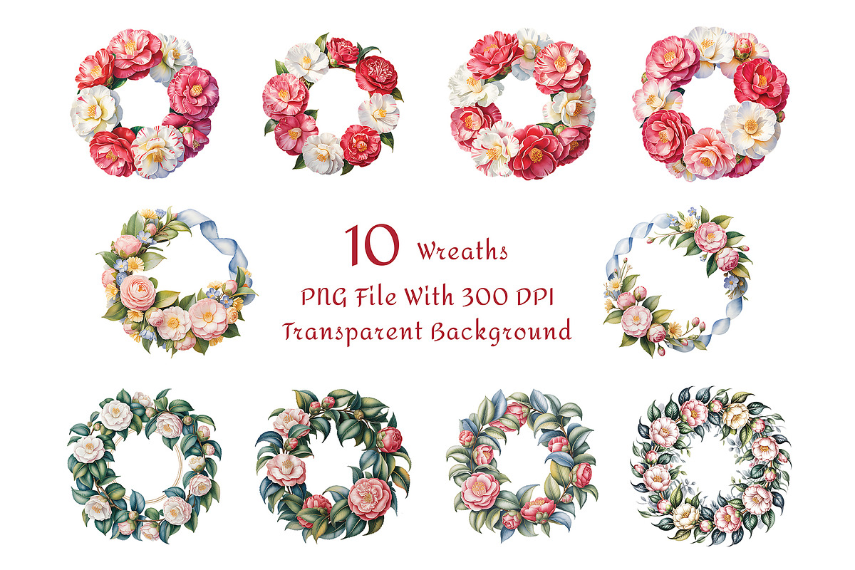Camellia Watercolor Floral Clipart, a Decorative Illustration by ForhadGFX (Photo 6 of 14)