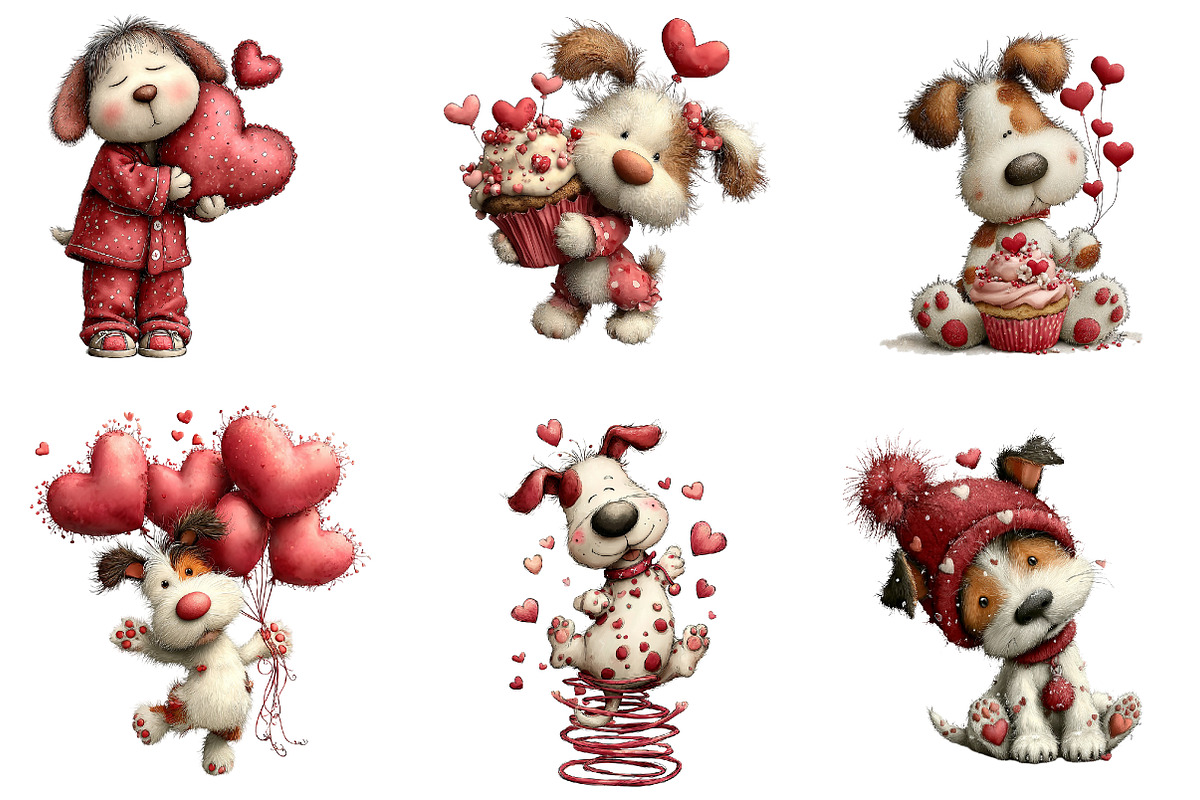 Quirky valentine dog clipart, an Illustration by CreationArt (Photo 3 of 6)