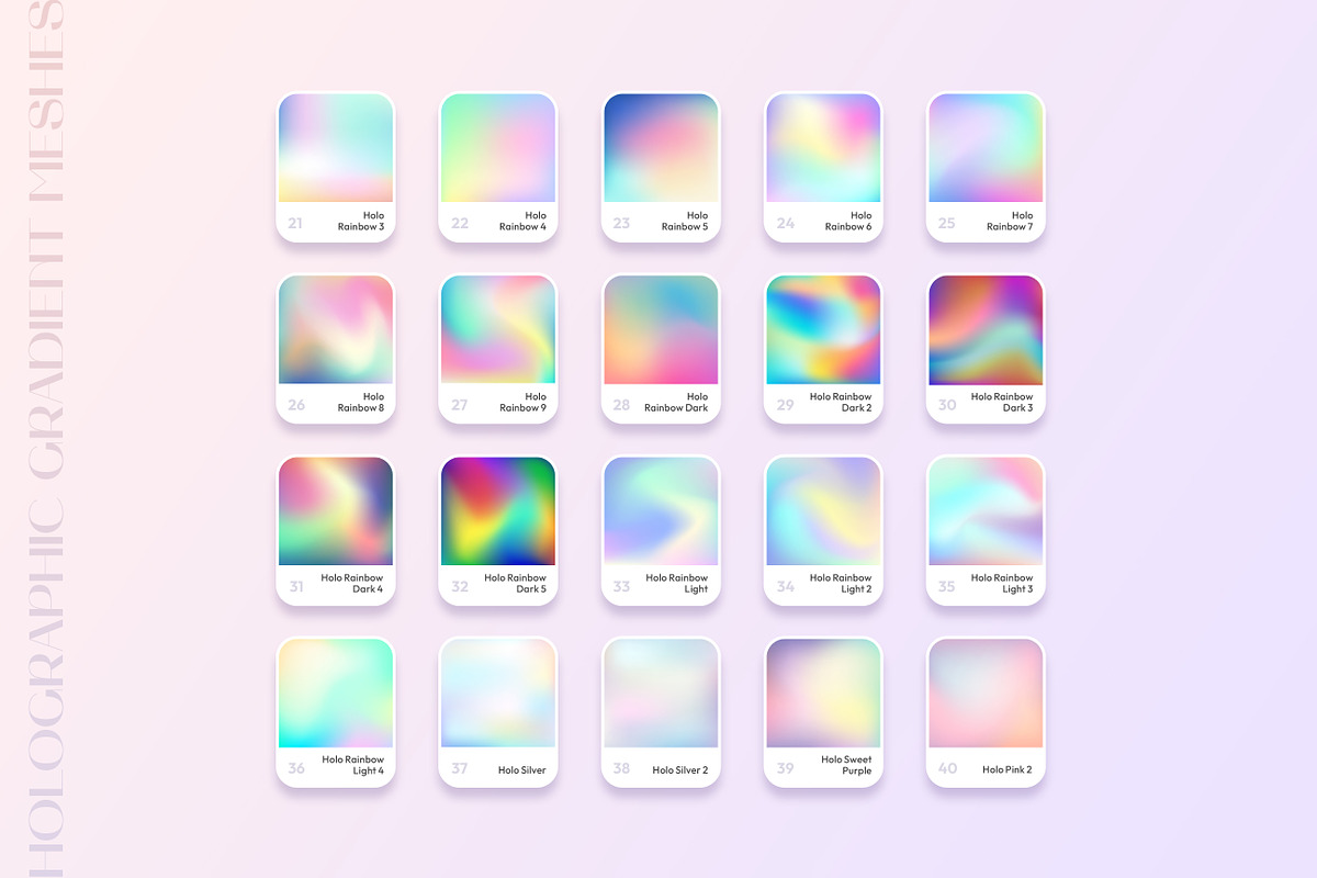 Holographic gradient meshes set 40 preview 3