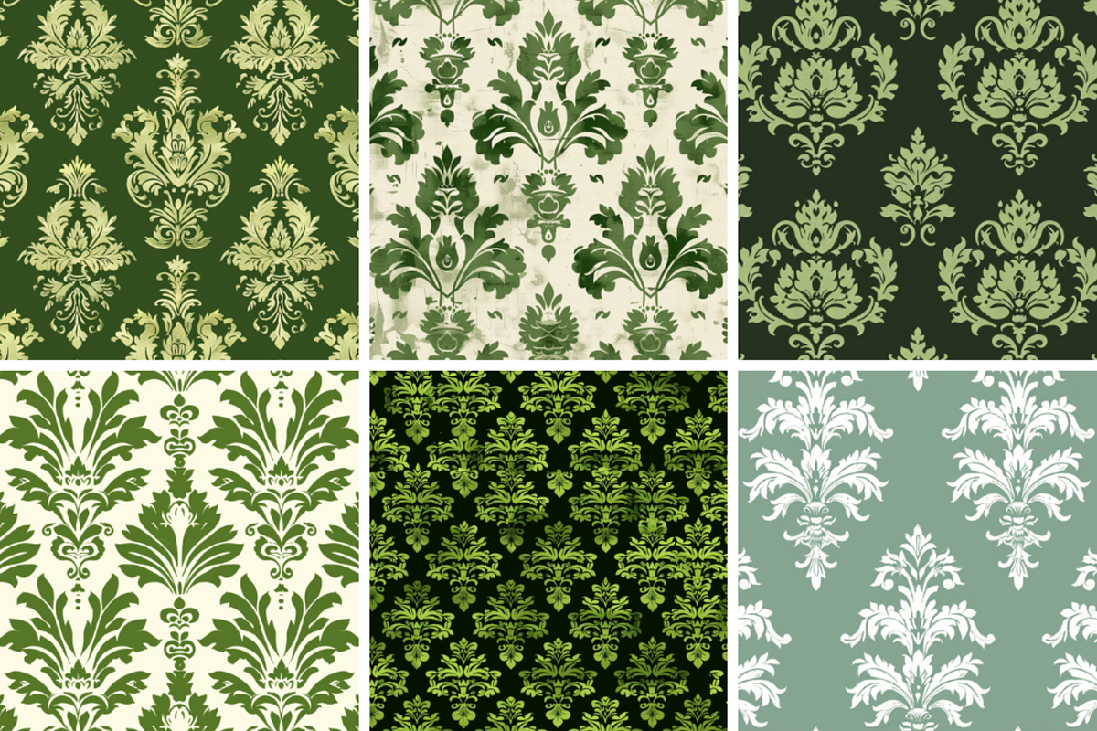 Green Damask Seamless Patterns, a Pattern Graphic by PrintablesByFranklyn (Photo 4 of 4)