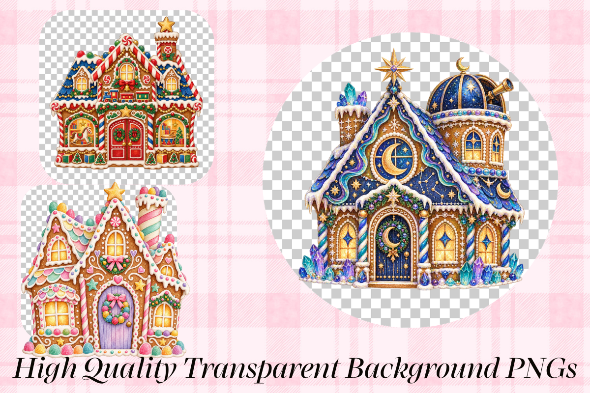Christmas Gingerbread House Cliparts, a Seasonal Illustration by Ink Gallery (Photo 3 of 13)