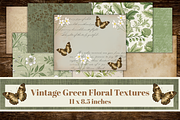 Vintage green digital papers,, a Texture Illustration by Shabbypaperboutique (Thumbnail 1 of 4)