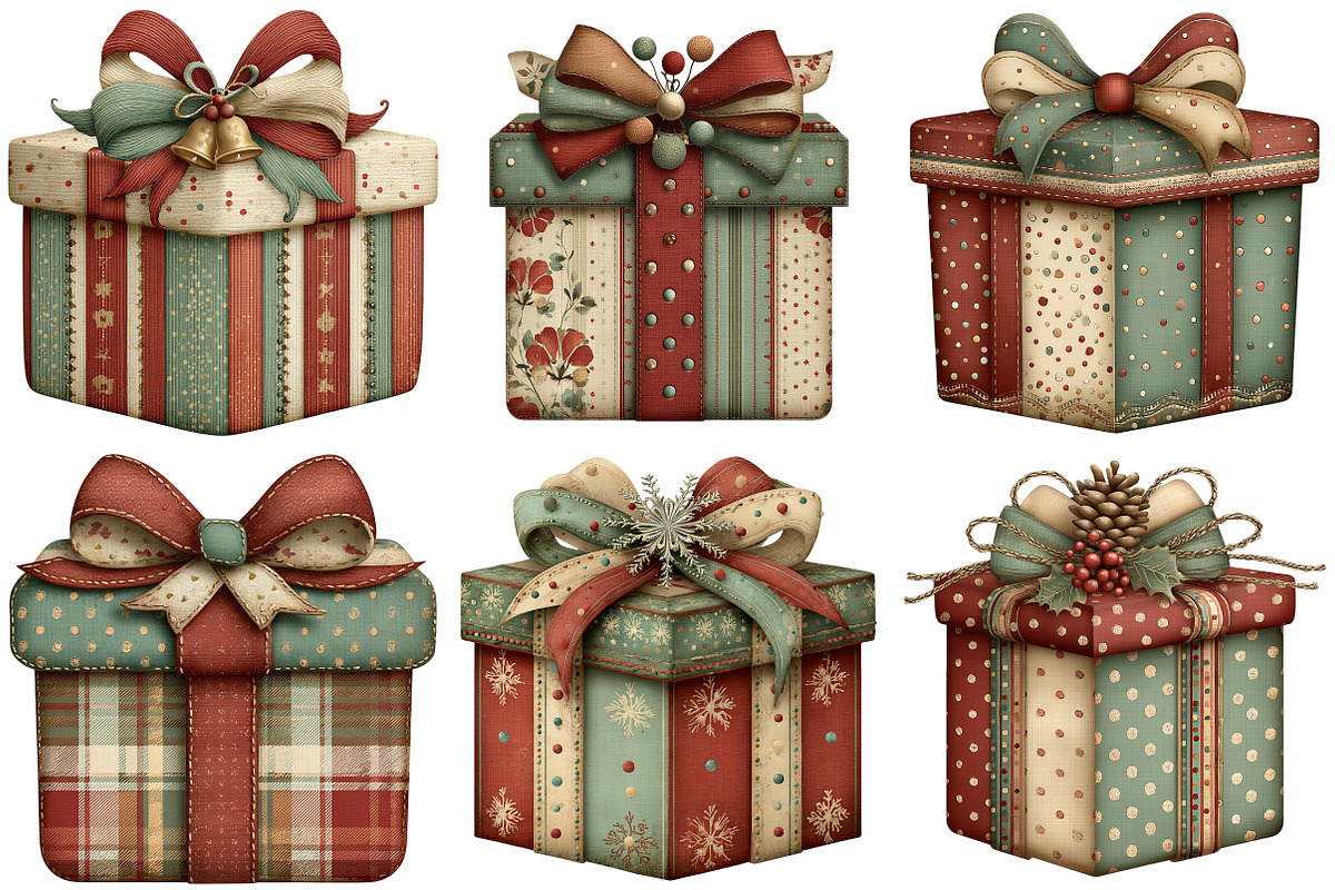 Whimsical Christmas Gift Box Clipart, an Illustration by Craft Nest (Photo 8 of 8)