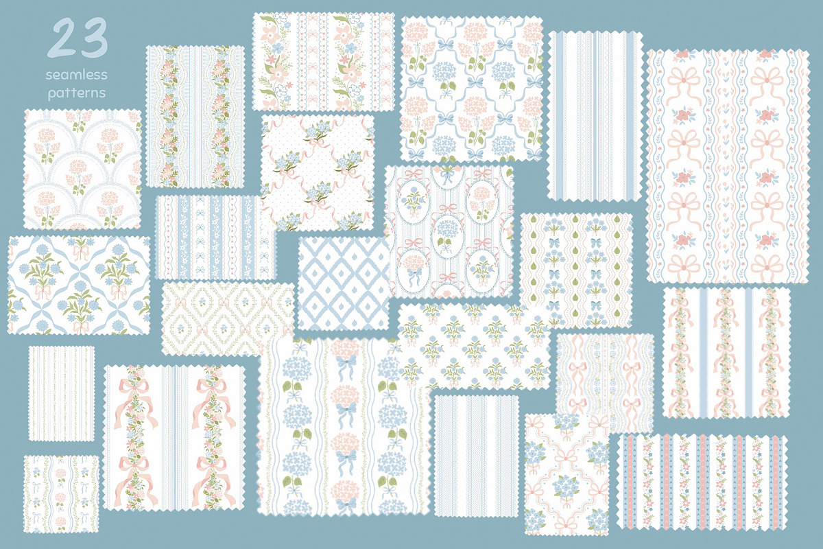 Grandmillennial & Preppy patterns, a Pattern Graphic by Tani Kuzminka (Photo 3 of 26)