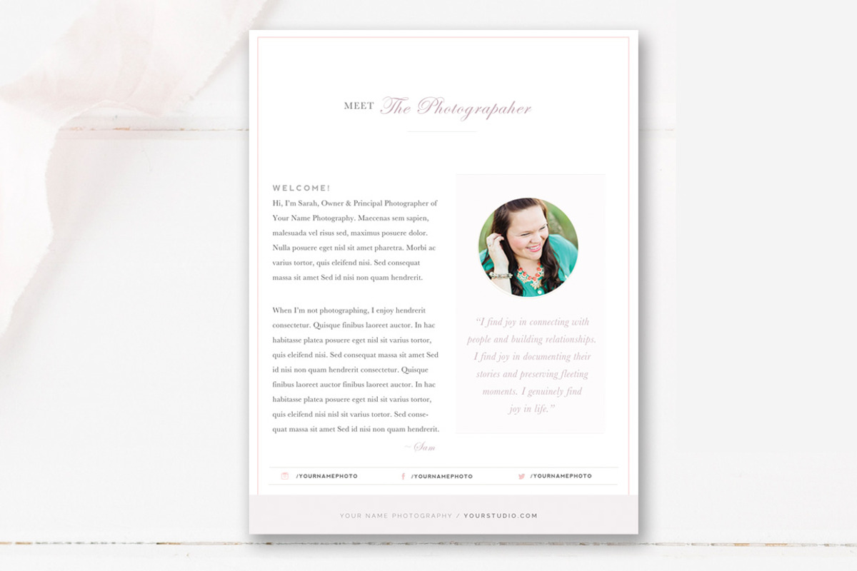 Photographer About Me Template, a Flyer Template by By Stephanie Design