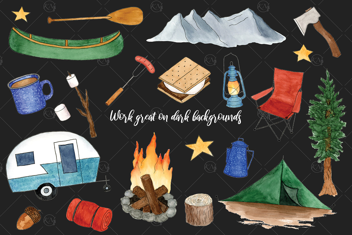Watercolor Camping Graphics, an Illustration by Kileen Nicole Art (Photo 4 of 5)