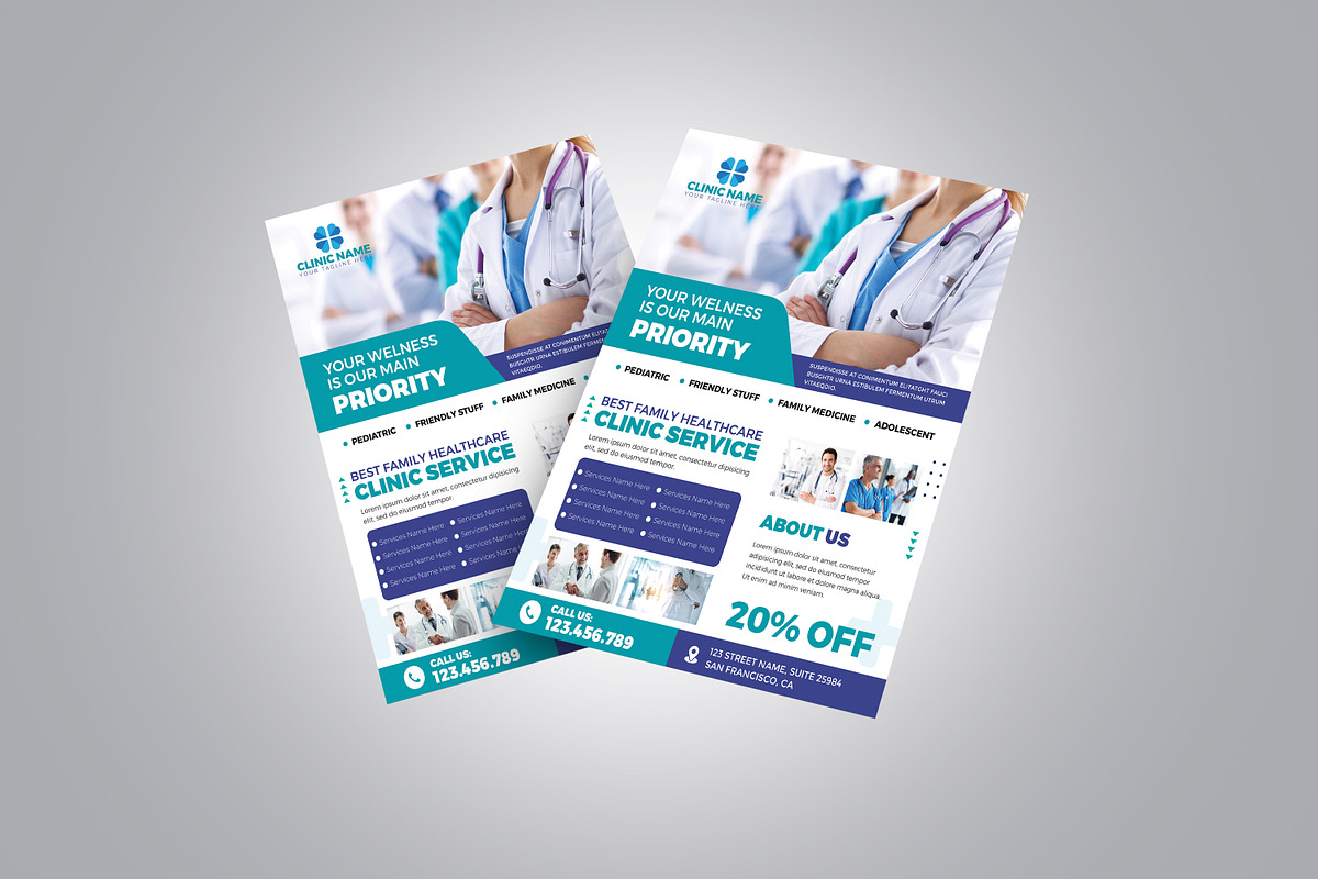 Healthcare Clinic Promotional Flyer, a Flyer Template by Designscozy (Photo 4 of 5)