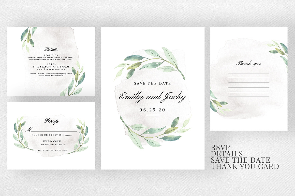 Modern Foliage Wedding Suite, an Invitation Template by Azka Creative (Photo 3 of 5)