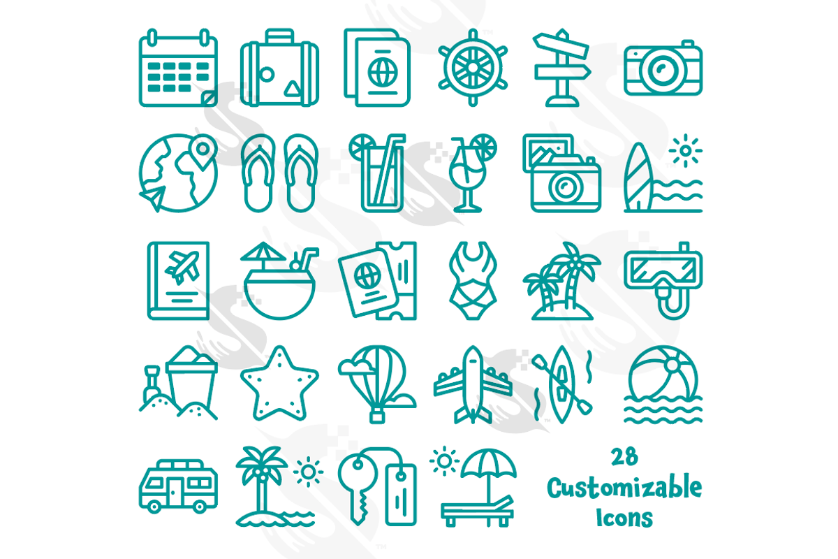 Vacation Icon Pack, an Outline Icon by Stocasso (Photo 2 of 2)