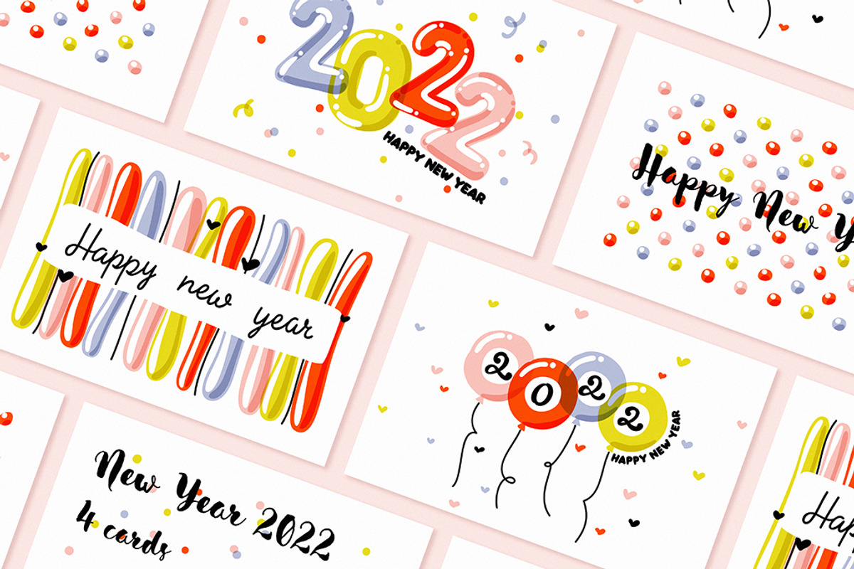 New Year 2022 cards with balloons, a Background Graphic by elena_andreeva (Photo 1 of 4)