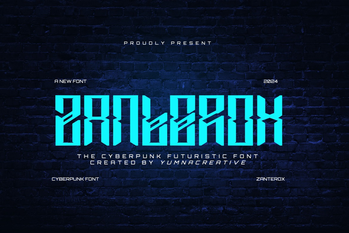 Zanterox - Cyberpunk Futuristic Font, a Sans Serif Font by Dhabee (Photo 1 of 7)
