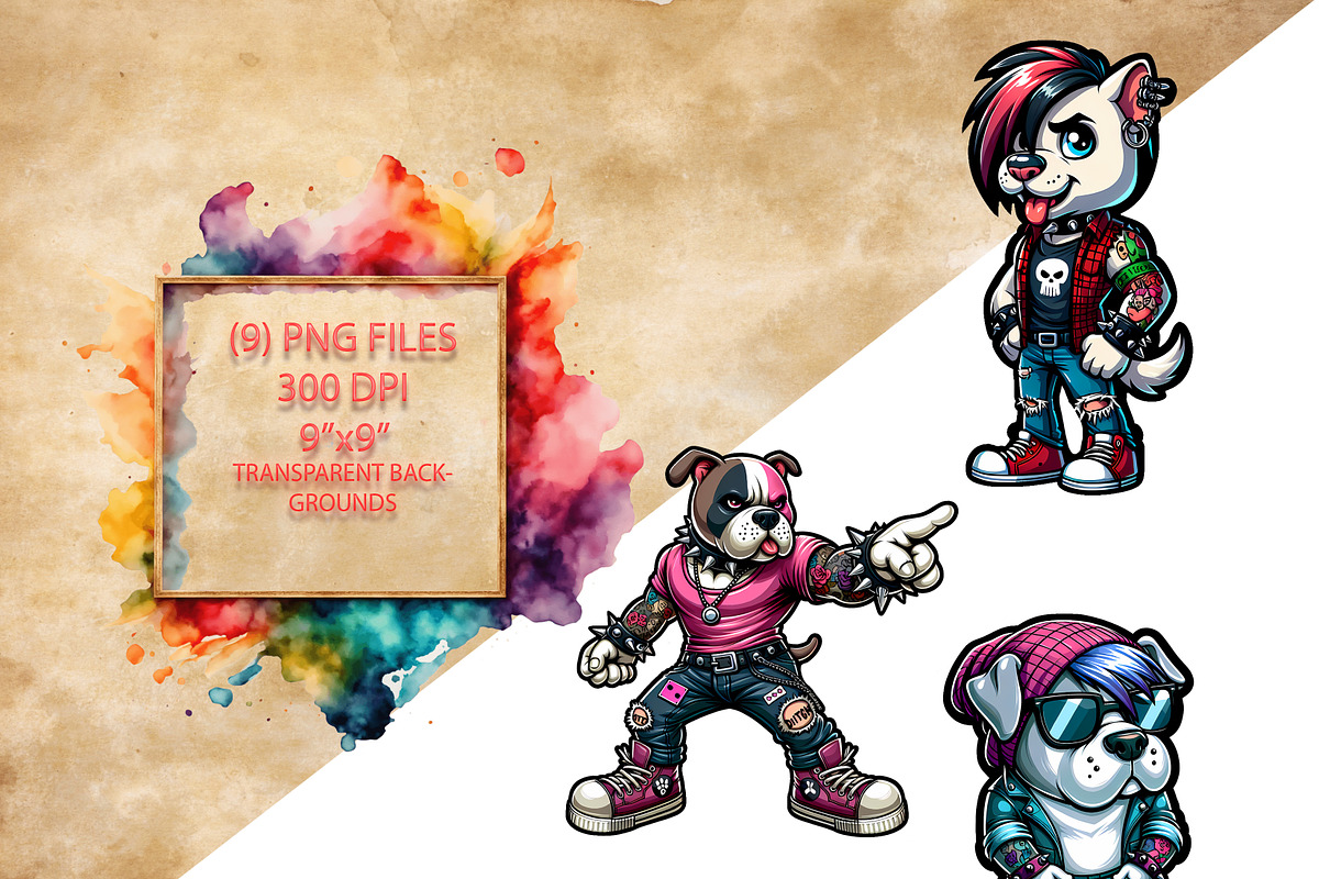 Emo Dogs Clipart Stickers Set, an Animal Illustration by DoubleTwists (Photo 1 of 5)