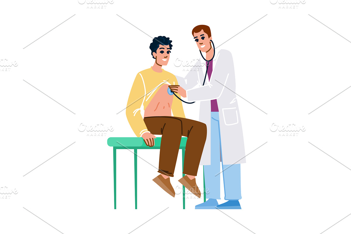 Doctor examining patient with, a Healthcare Illustration by pikepicture