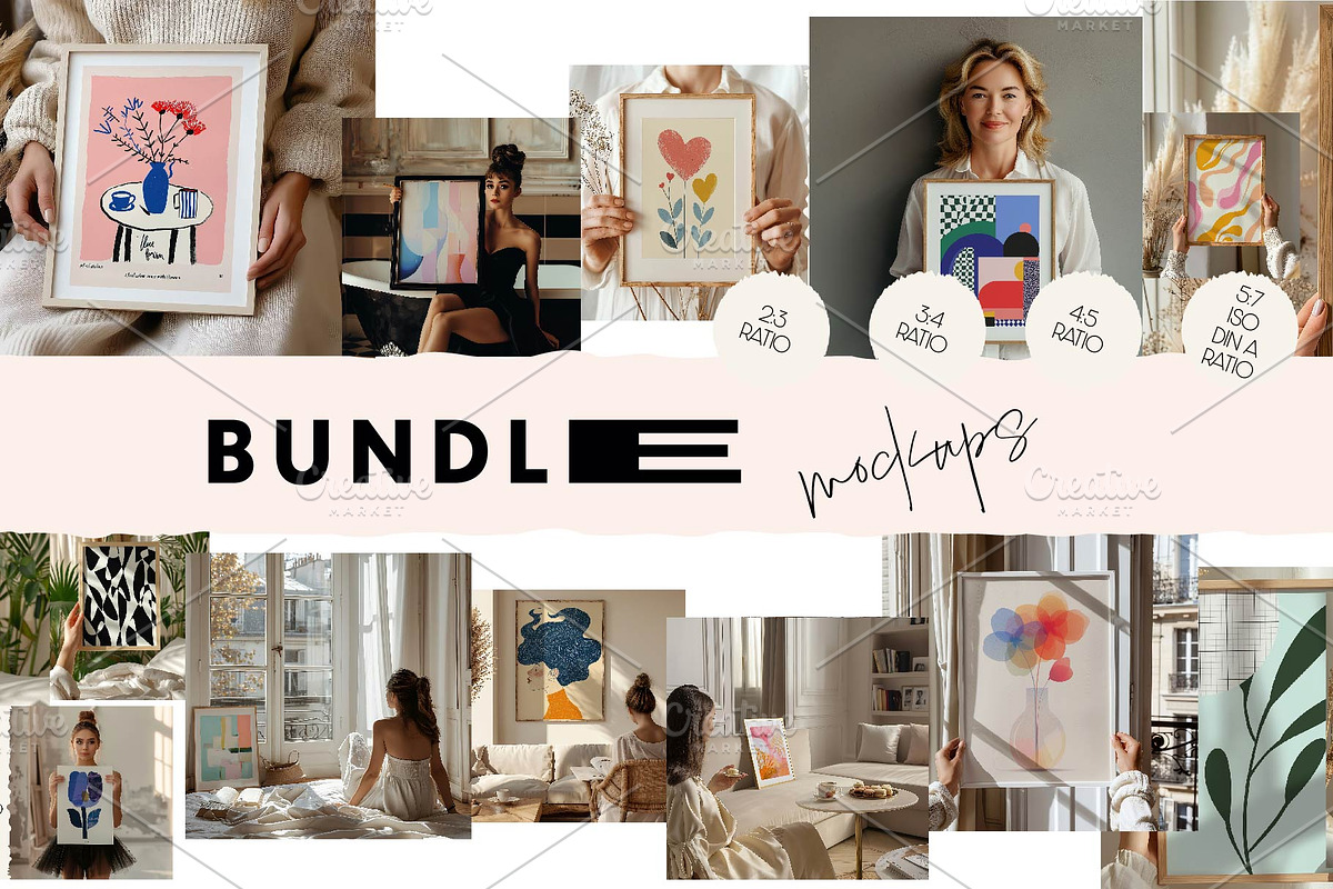 BUNDLE Frame Mockups with Person, a Household Mockup by MOAROShop (Photo 1 of 8)
