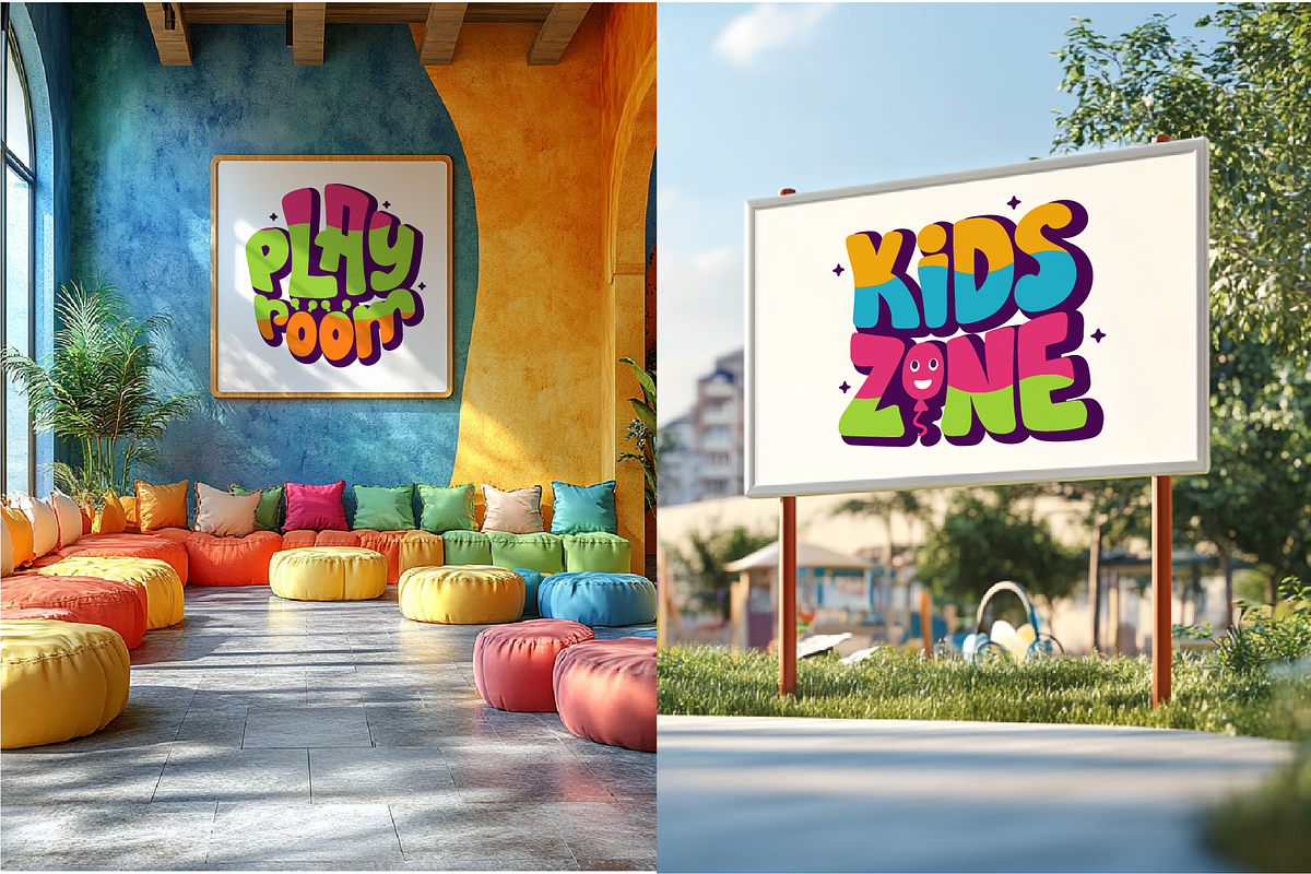 Kids Zone Room Badges Set, an Object Illustration by Lettering_Logo (Photo 2 of 2)