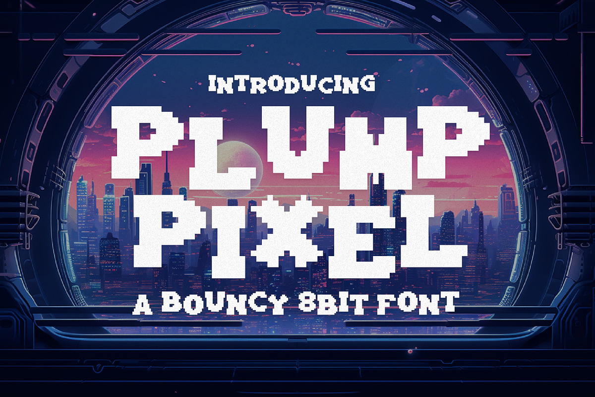 Plump Pixel - Bouncy 8Bit Font, a Serif Font by HipFonts (Photo 1 of 7)