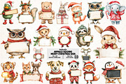 Animals Holding Merry Christmas Sign, an Illustration by Pixels.Craft (Thumbnail 1 of 7)