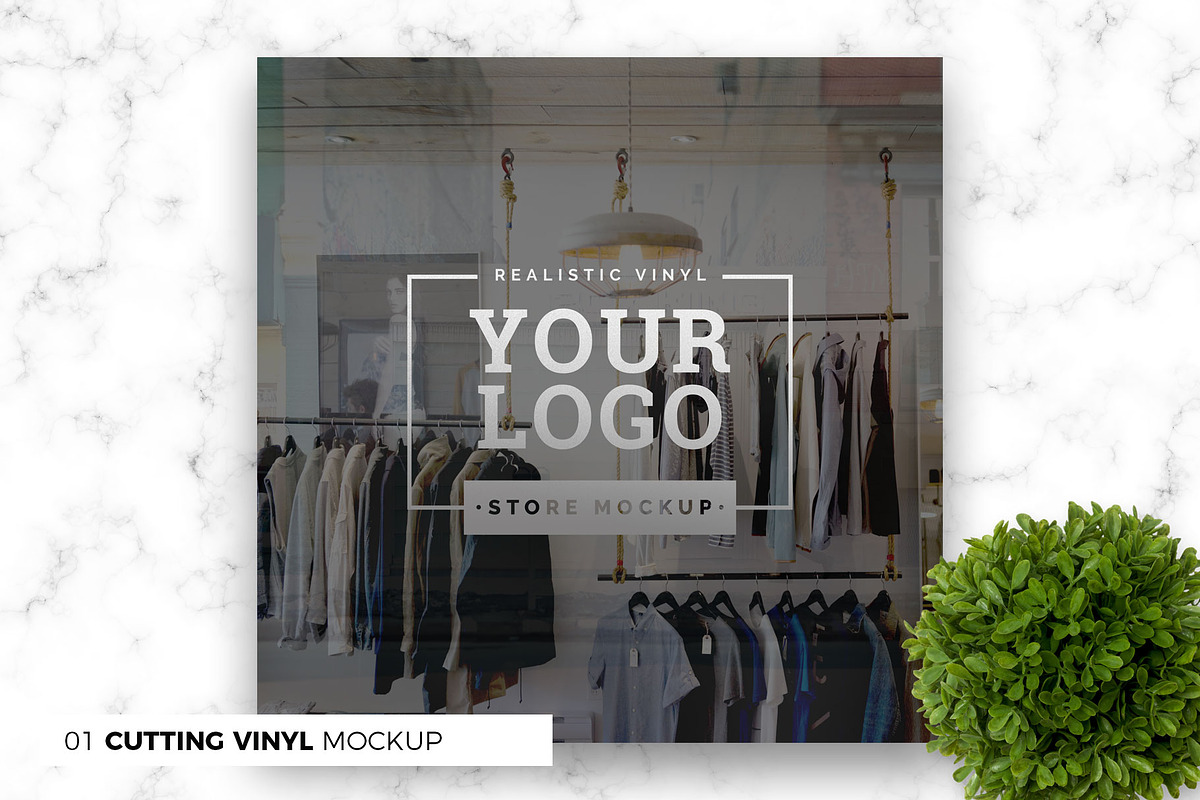 4 Storefront Vinyl Logo Mockup, a Shirt Mockup by MockUpgrade (Photo 3 of 7)