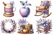 Watercolor Lavender Fall Clipart, an Illustration by OK Design (Thumbnail 2 of 4)