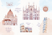 Travel to Italy. Watercolor Clipart, an Illustration by VerAna (Thumbnail 2 of 11)
