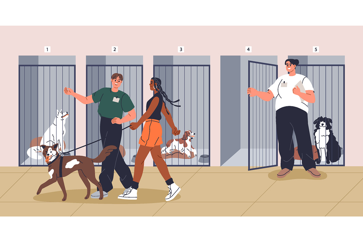 Volunteers & pets at animal shelter, an Animal Illustration by Good Studio (Photo 7 of 10)