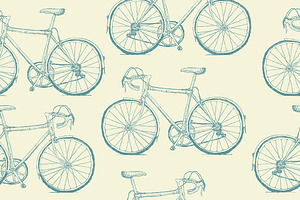 Hand-drawn Bicycles Pattern