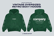 Vintage Oversized Retro Hoodie Mock, a Hoody Mockup by DESIGN SHTUFF (Thumbnail 1 of 5)