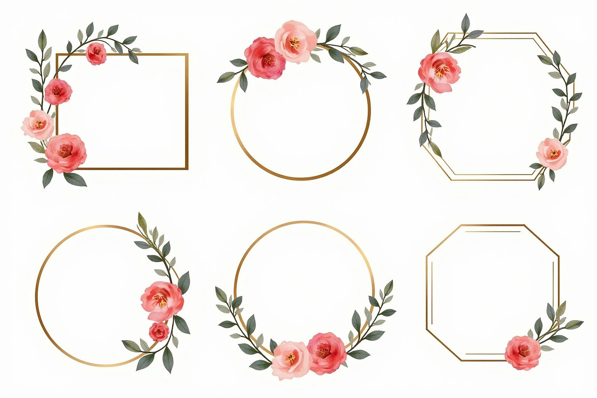 Rustic Floral Geometric Frame Bundle, an Illustration by musafir_fashion (Photo 9 of 14)