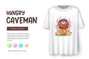 Cartoon Hungry Сaveman. Tshirt, PNG., a Person Illustration by KENO Mascots (Thumbnail 4 of 7)