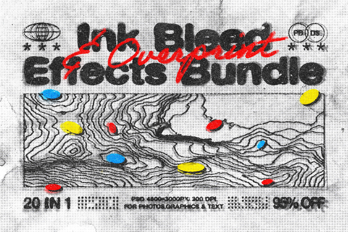 20-in-1 Ink Bleed & Overprint Bundle, a Layer Style Add-On by pixelbuddha.net (Photo 1 of 23)