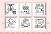 Bold Easy Cozy Kawaii Room Coloring, a Decorative Illustration by Ink Gallery (Thumbnail 5 of 5)