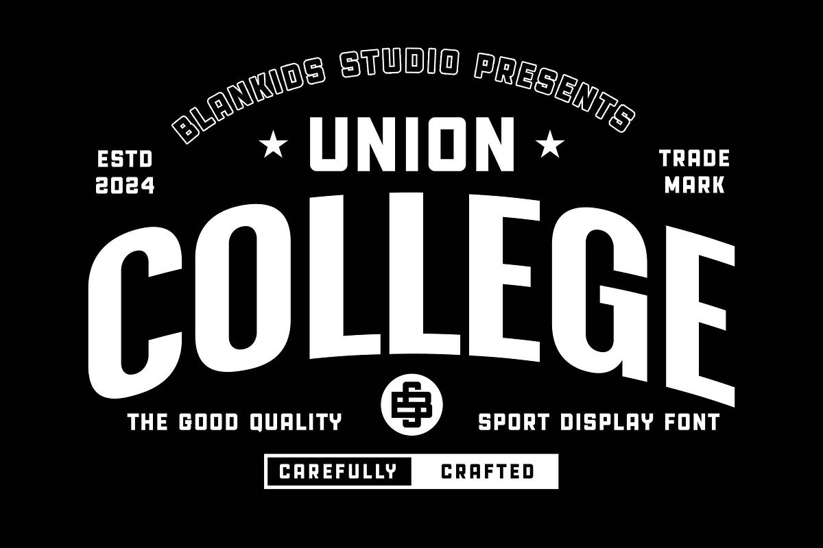 Union College a Sporty Display Font, a Sans Serif Font by Blankids Studio (Photo 1 of 11)