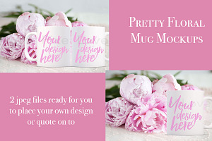2 Pretty floral styled mug mockups