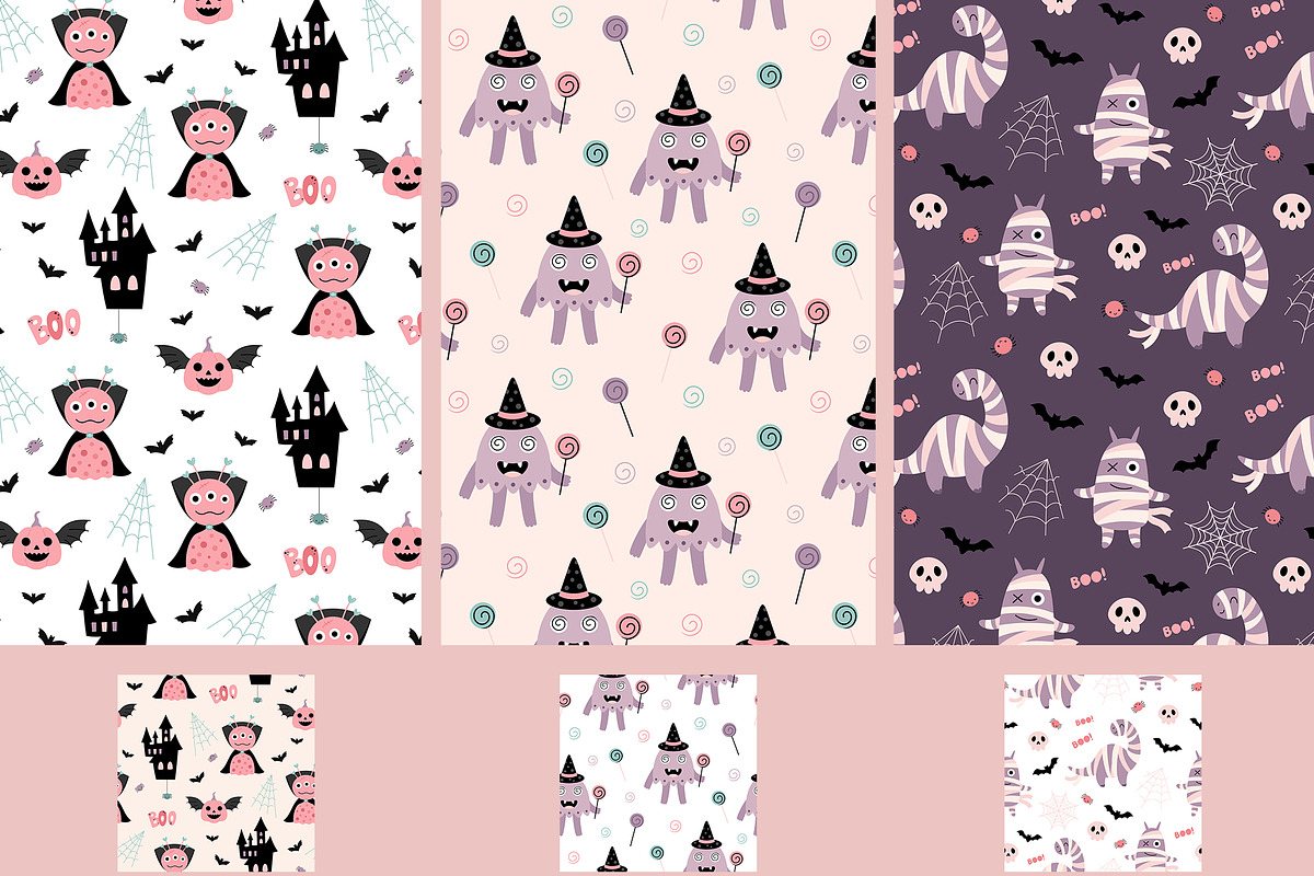 Pink Halloween clipart & patterns, a Seasonal Illustration by JulzaArt (Photo 12 of 14)