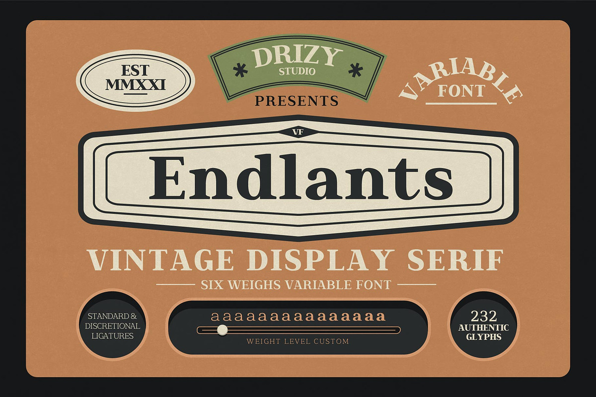 Endlants, a Serif Font by Drizy (Photo 1 of 9)