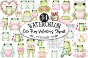 Watercolor Cute Frog Valentines Clip, an Illustration by Designking (Thumbnail 1 of 5)